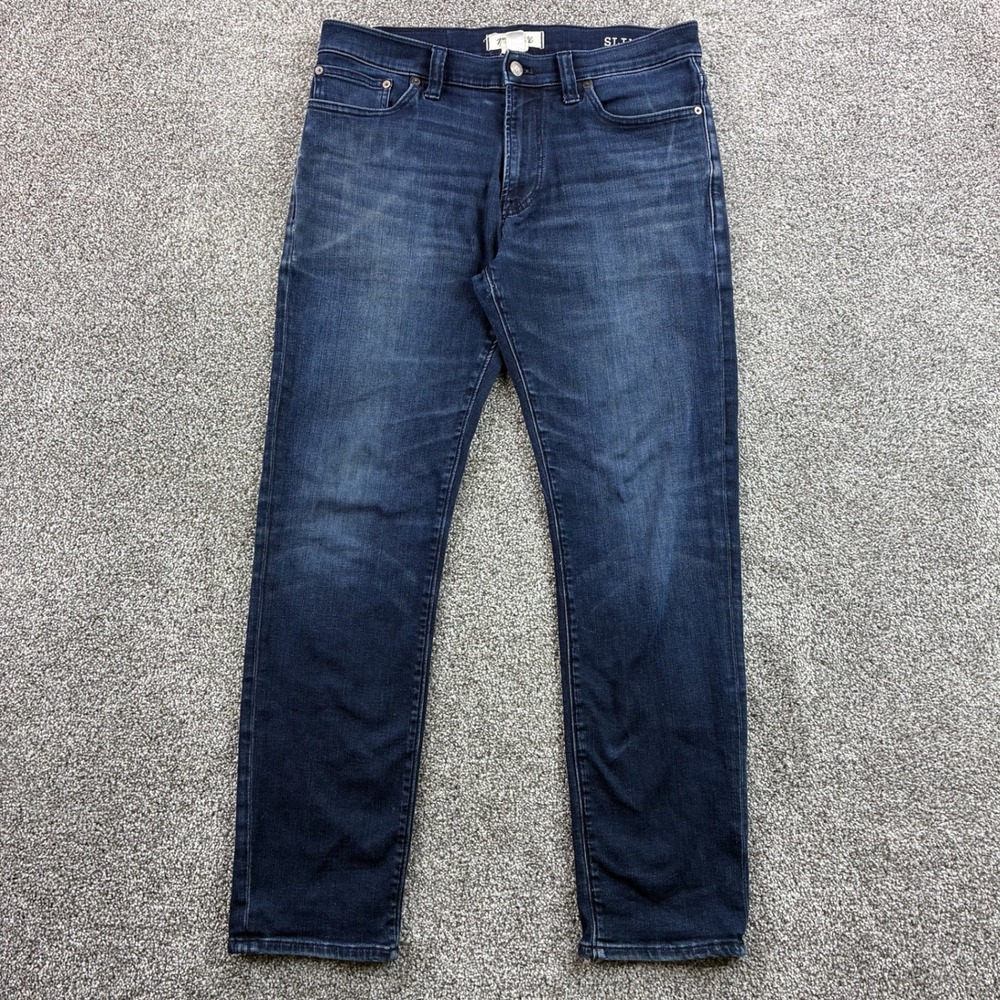 Madewell Slim Jeans Women's 31x30 Blue Dark Wash Denim Whiskered Casual Stretch